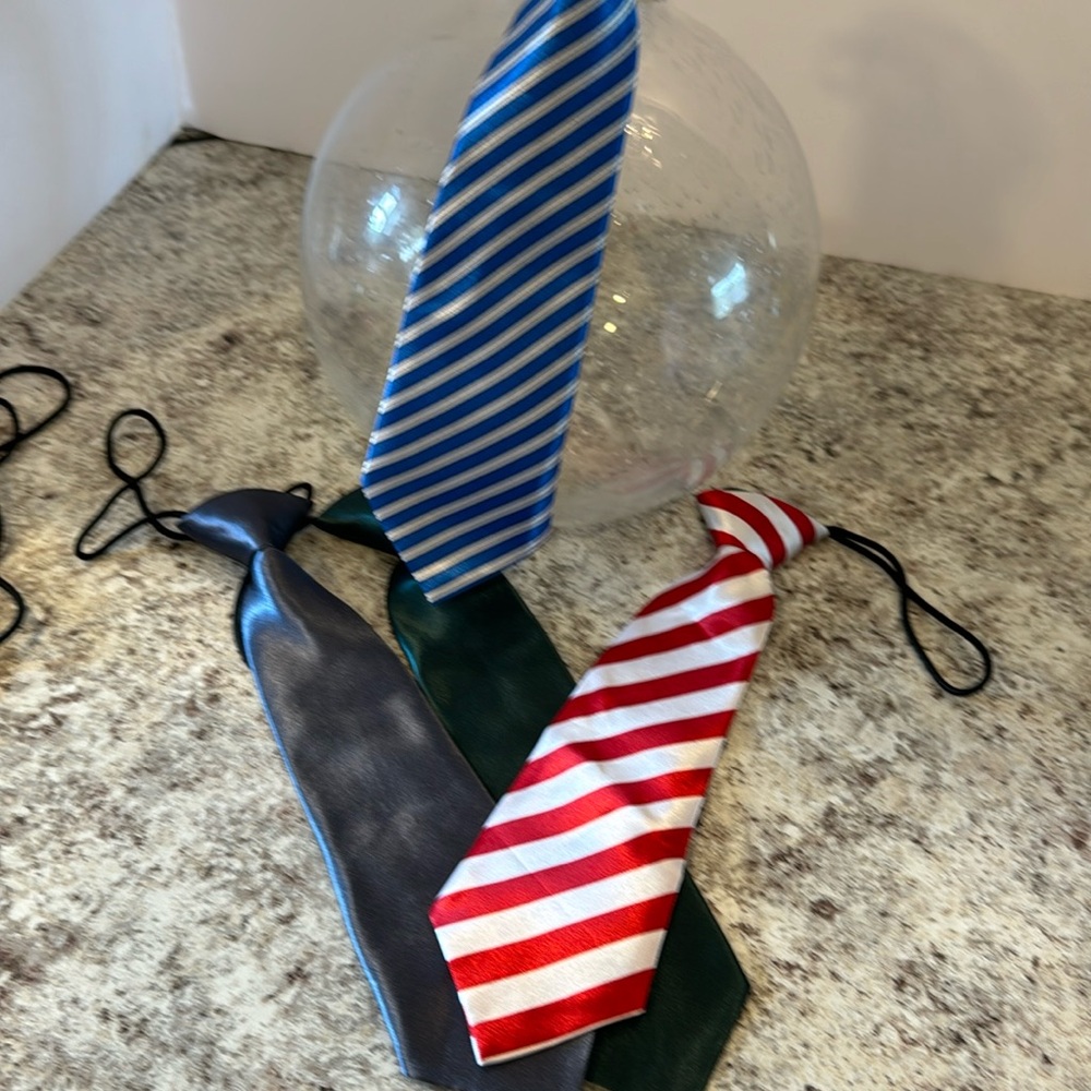 NWOT 10 inch unisex ties set of 4. Attached elastic cord goes under the colla